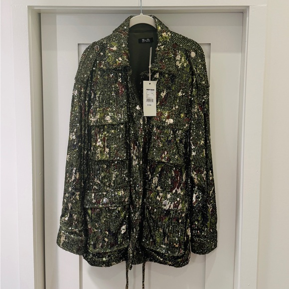 Miss Me Sequin Utility Jacket - Green and Black - Picture 5 of 5